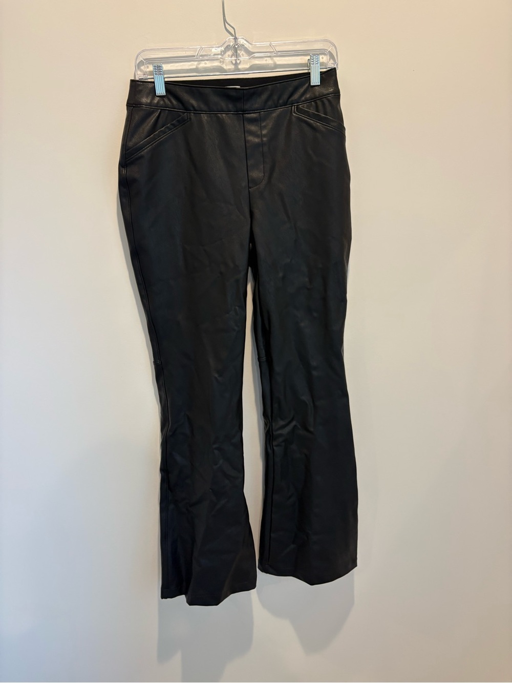 SPANX Black Faux Leather Flare Jeans